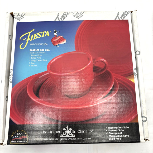 Fiesta Retired Scarlet 5 Piece Place Setting Fiestaware New In Box - Picture 1 of 7